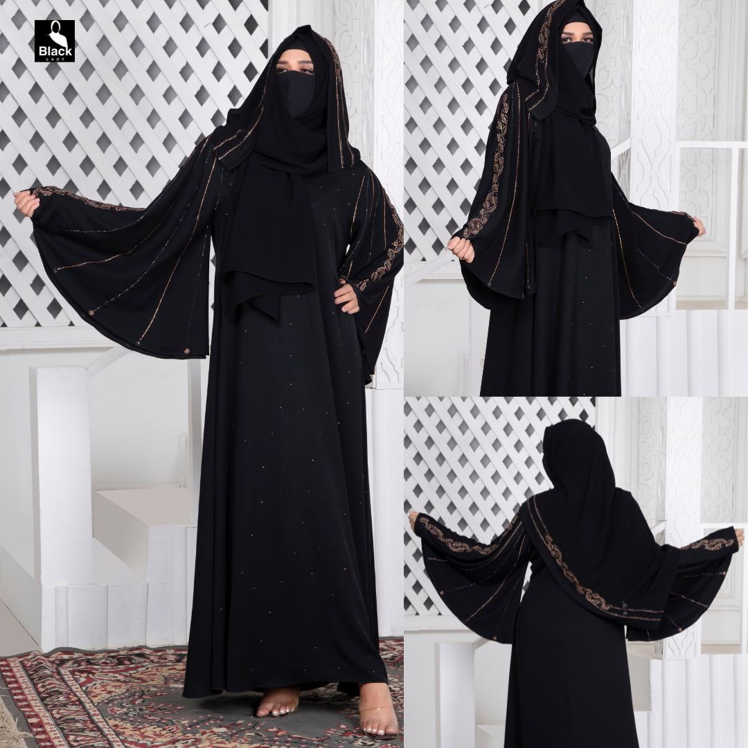 Elegant Straight Abaya with Flared Sleeves